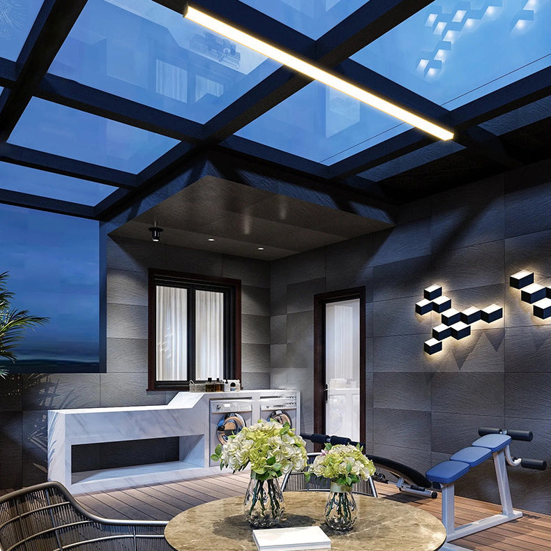 Moderne minimalistische lange rechteckige Aluminium-PC-LED-Einbau-Deckenleuchten für den Außenbereich patio
