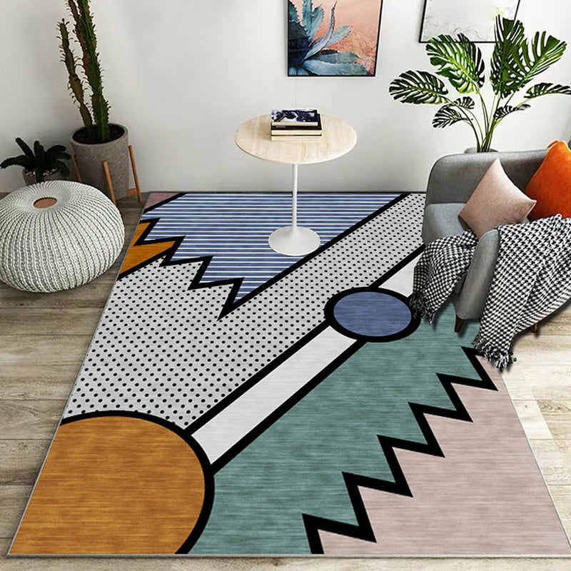 Stylischer Farbblock geometrisches Muster Teppich Polyester modernistischer Teppich tierfreundlicher rutschfester Rücken Teppich für das Wohnzimmer