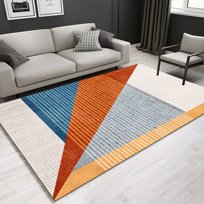 Lässiger zeitgenössischer Teppich Bunt geometrisches und gestreiftes Muster Waschbarer haustierfreundlicher rutschfester Teppich für das Wohnzimmer