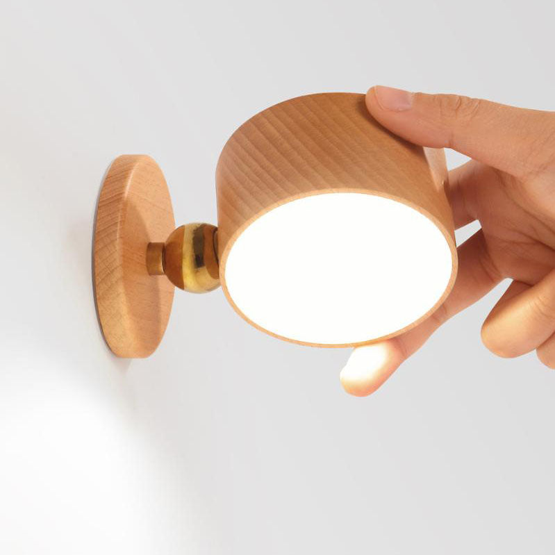 Einfaches Holz-USB-wiederaufladbares berührungsempfindliches magnetisches LED-Nachtlicht Wandleuchtenlampe