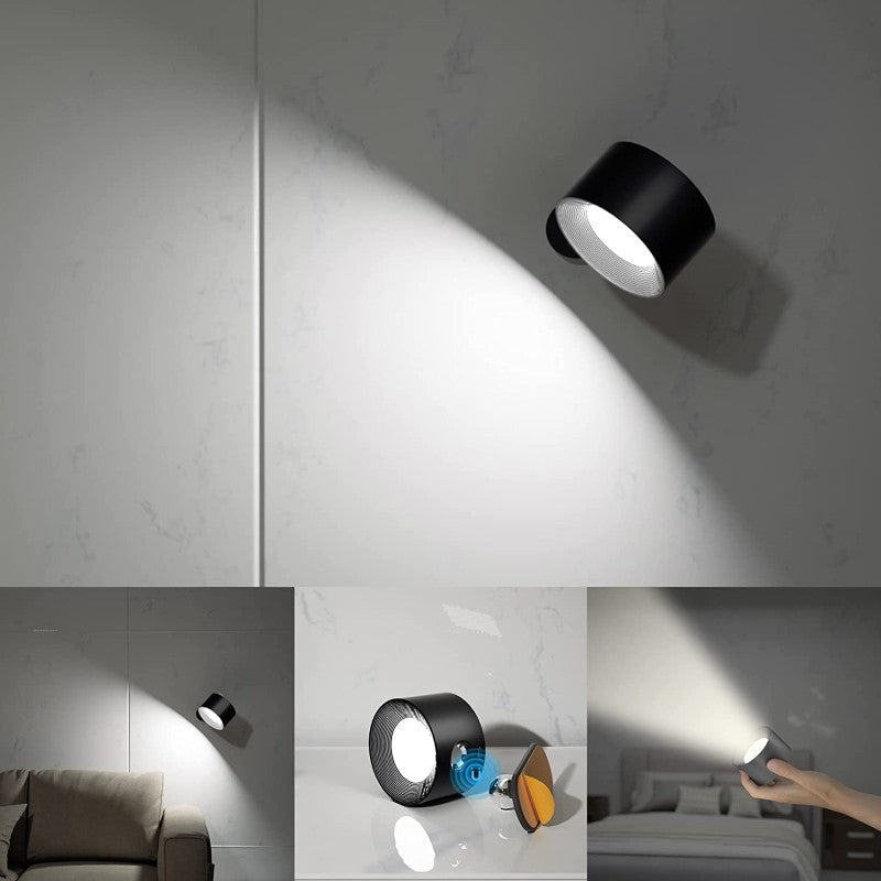 LED-Wandleuchten, wandmontierte Lampen mit wiederaufladbarem Akku, 3 Farbtemperaturen & 3 Helligkeitsstufen, 360° drehbare Magnetkugel, kabellose Wandleuchten für Studium, Lesen, Nachttisch