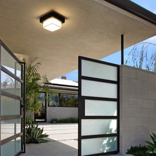 Moderne Minimalistische Wasserdichte Quadratische Runde Zylinder Druckguss-Aluminium Acryl LED Deckenleuchte für Außenpatio