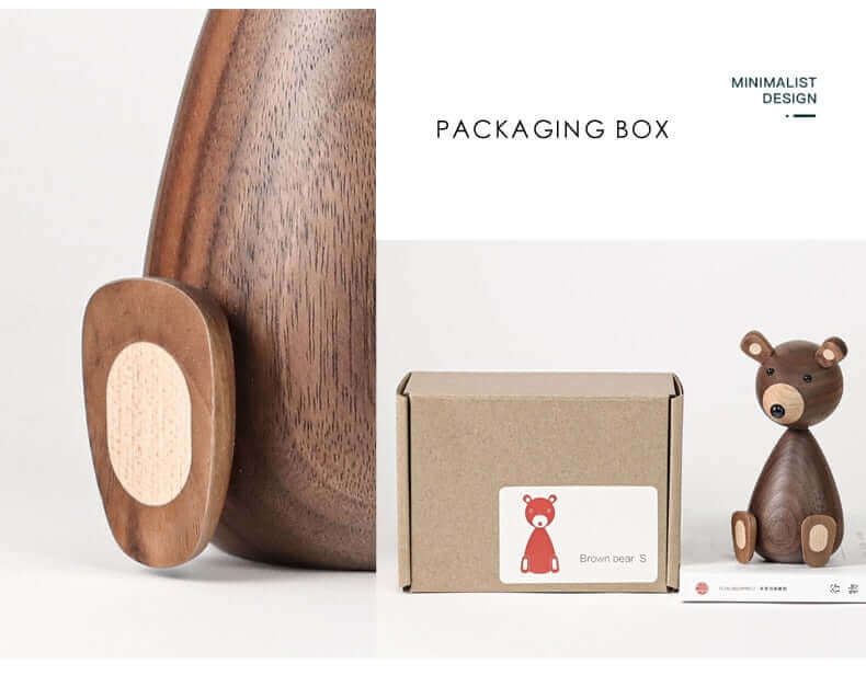 Danish wooden brown bear family ornaments