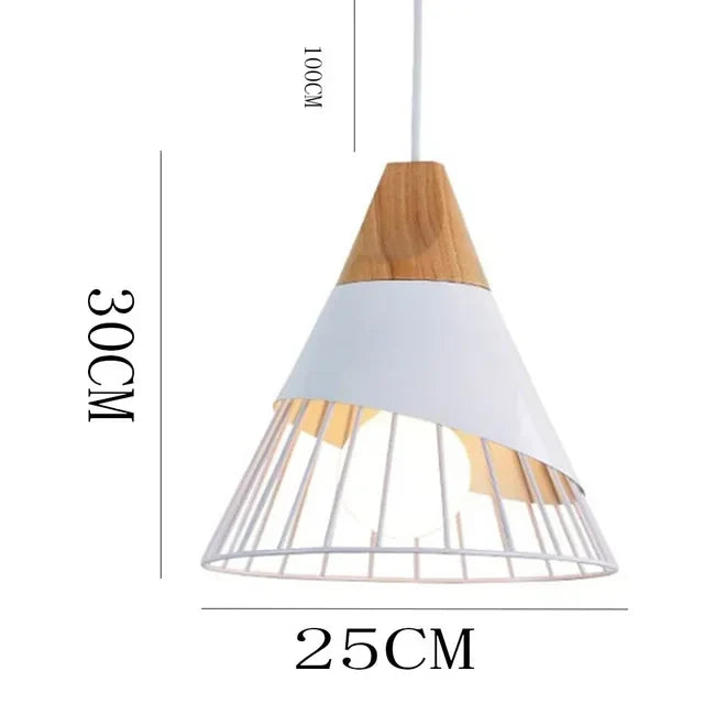 Vintage Pendelleuchte mit Kabel – Industrielle Hängelampe aus Metall und Holz