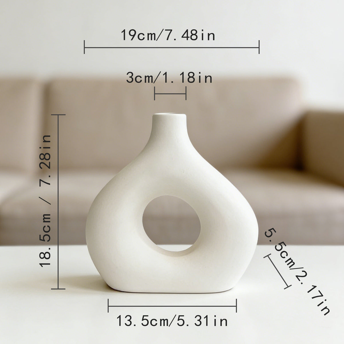 Skulpturales Keramisches Verbindungsring-Vasen-Set Minimalistische Tischdekoration