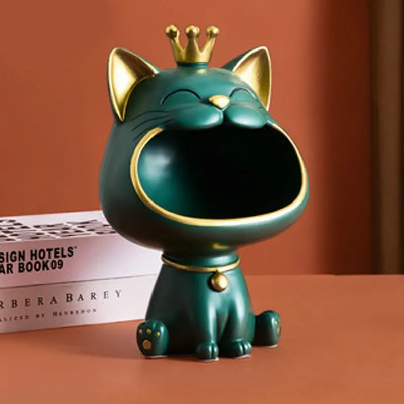 Fortune Crown Big Mouth Cat Eingang Schlüsselhalter Dekorationsornament, Licht Luxus Einweihungsgeschenk Skulptur