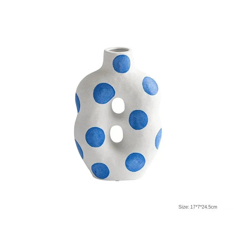 Blaue Punkte Wonky Vase