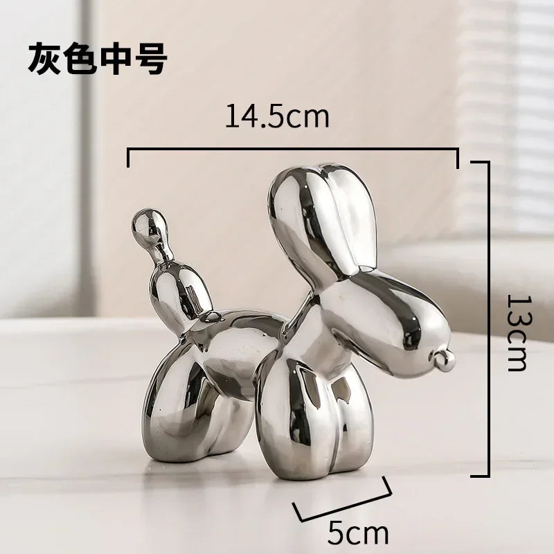 Nordic Ceramic Balloon Dog Sculpture Gold Animal Decoration Statue Living Room Ornaments Creative Desk Ornament Home Decor