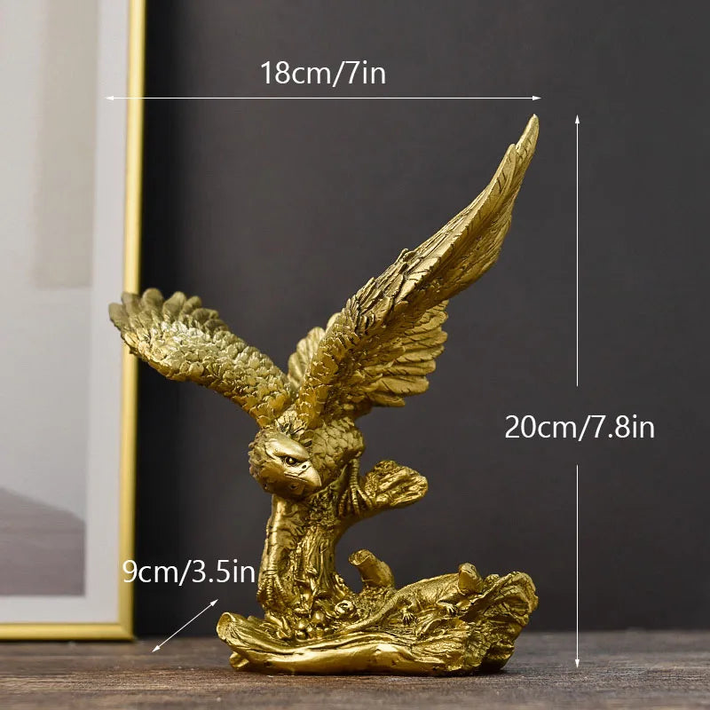 Resin Golden Eagle Statue Kunst Tier Modell Sammlung Ornament Home Office Schreibtisch Feng Shui Dekor Figuren einfach