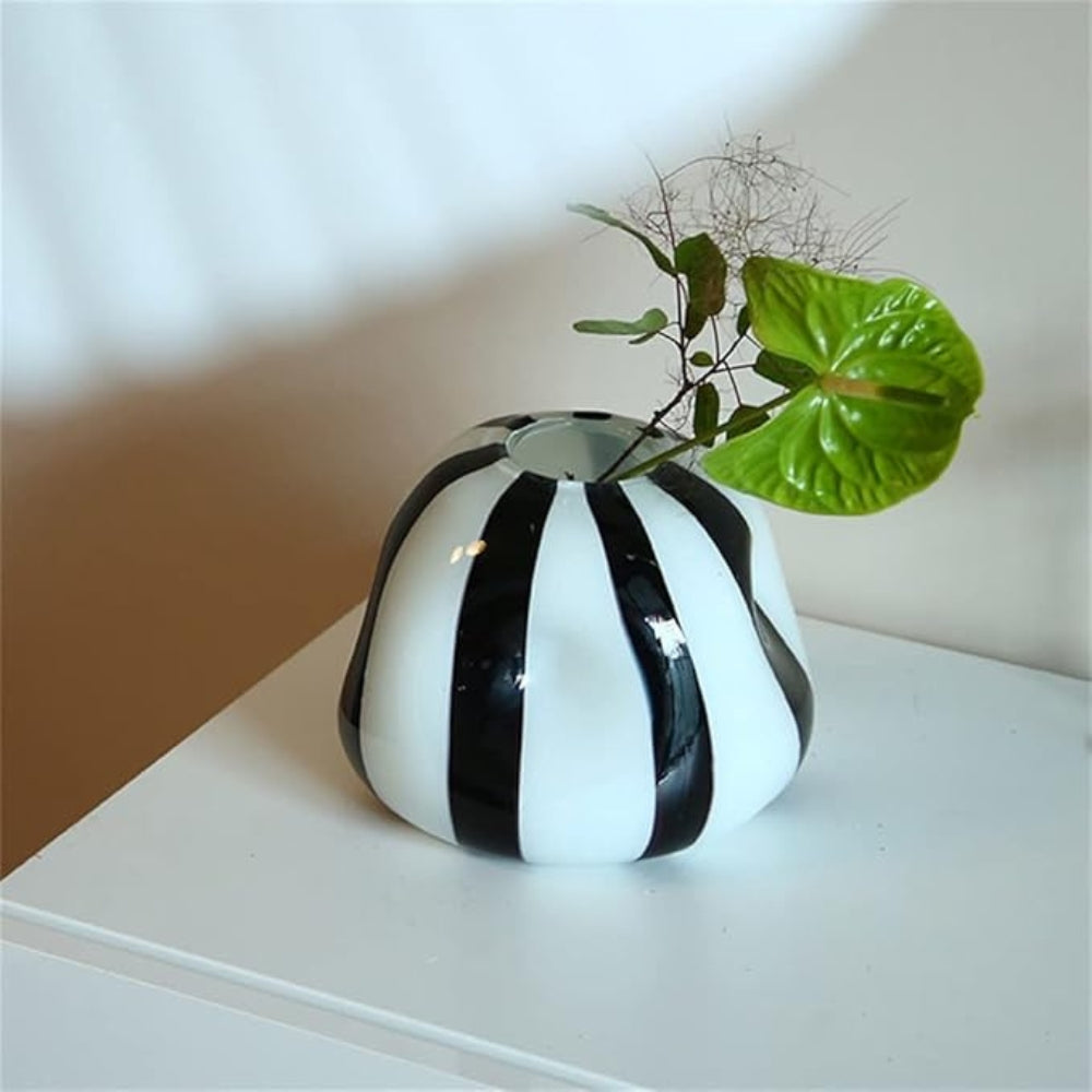 Thurid Glas Gestreifter Kürbis Vase