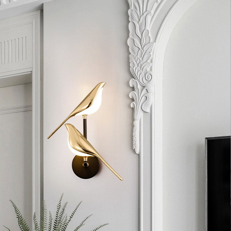 Moderne LED Wandleuchten Vogel Design