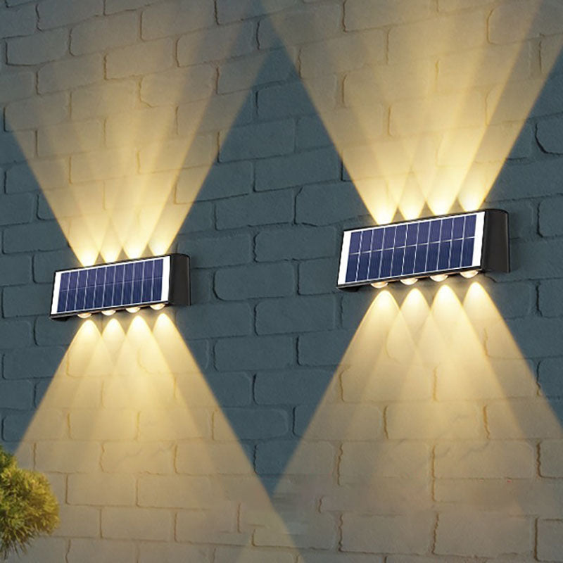 Moderne Einfachheit Solar wasserdichte rechteckige ABS PMMA LED Wandleuchte Lampe für Outdoor-Terrasse