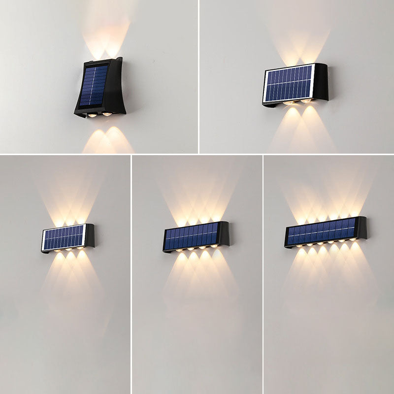 Moderne Einfachheit Solar wasserdichte rechteckige ABS PMMA LED Wandleuchte Lampe für Outdoor-Terrasse