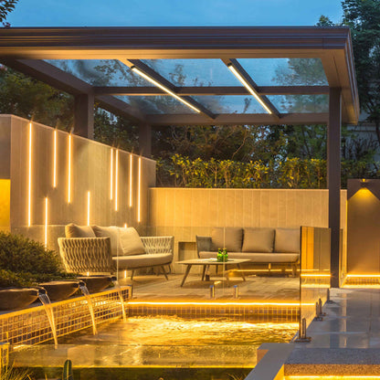 Moderne minimalistische lange rechteckige Aluminium-PC-LED-Einbau-Deckenleuchten für den Außenbereich patio