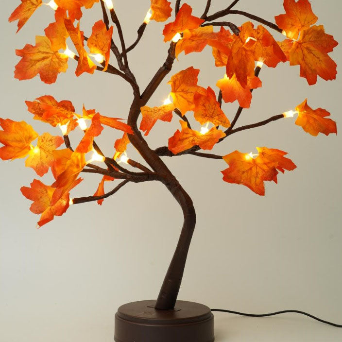 Zeitgenössische kreative Weihnachtskunst Kunststoff Ahornblattbaumlichter LED dekorative Tischlampe für das Schlafzimmer