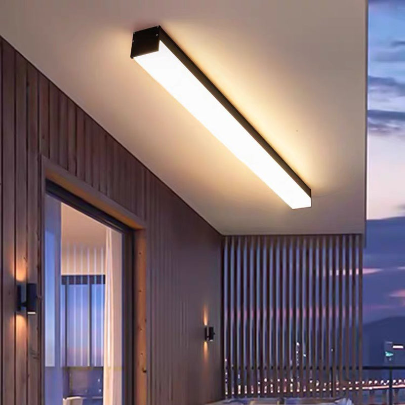 Moderne minimalistische lange rechteckige Aluminium-PC-LED-Einbau-Deckenleuchten für den Außenbereich patio