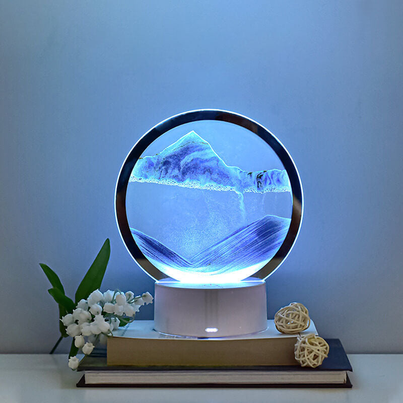 Kreative runde Sanduhr Quicksand 3D LED Nachttischlampe Tischlampe