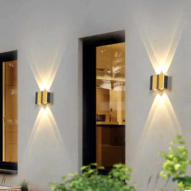 Moderne leichte Luxus Gold Aluminium Outdoor wasserdichte Terrasse LED Wandleuchte Lampe