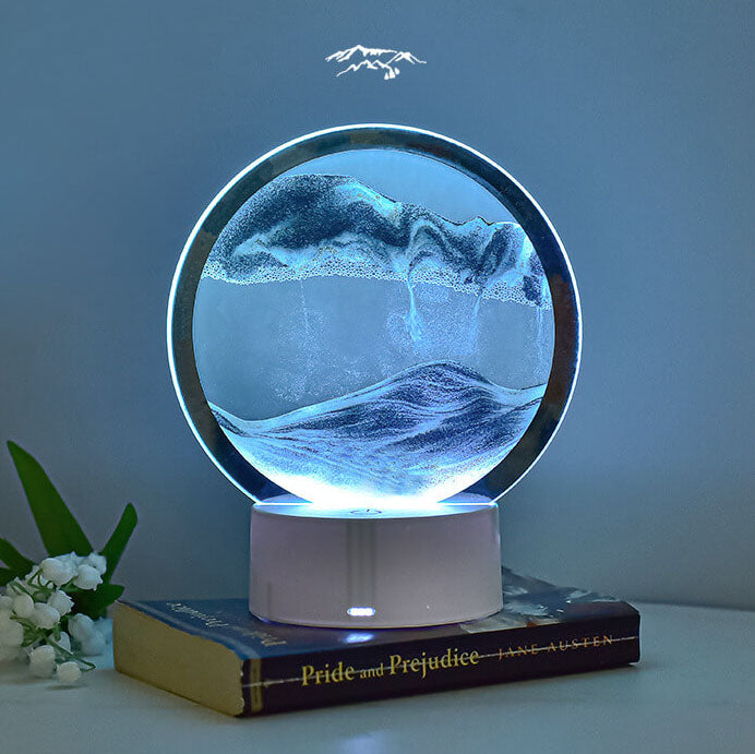 Kreative runde Sanduhr Quicksand 3D LED Nachttischlampe Tischlampe