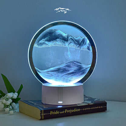 Kreative runde Sanduhr Quicksand 3D LED Nachttischlampe Tischlampe