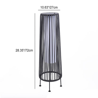 Moderne Minimalistische Solar Wetterfeste Rund Vertikal Pull Strip Eisen Rattan LED Stehlampe Für Outdoor Terrasse