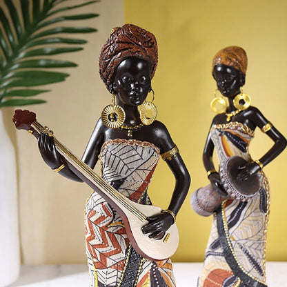 Afrikanische weibliche Musiker-Skulptur