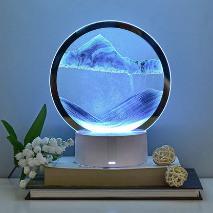 Kreative runde Sanduhr Quicksand 3D LED Nachttischlampe Tischlampe