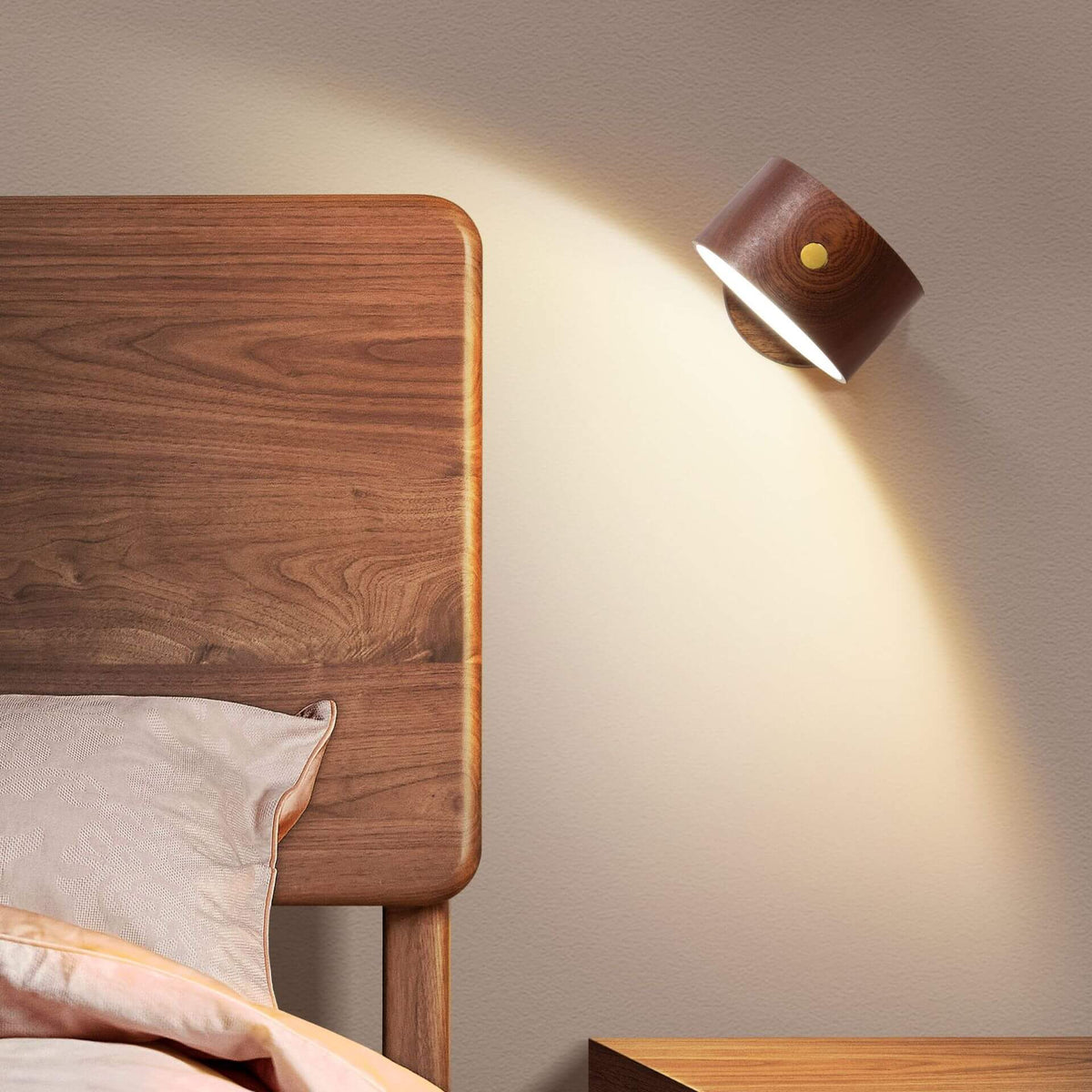 Einfaches Holz-USB-wiederaufladbares berührungsempfindliches magnetisches LED-Nachtlicht Wandleuchtenlampe