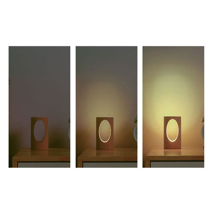 Japanische Massivholz rechteckige Säulen-LED Nachttischlampe USB Tischlampe