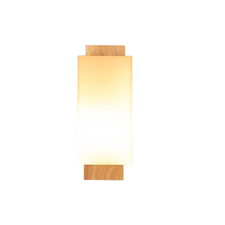Moderner minimalistischer Massivholz-Würfel-Glas-Säule 1 Lampe Wandleuchten