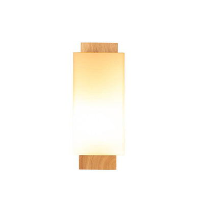 Moderner minimalistischer Massivholz-Würfel-Glas-Säule 1 Lampe Wandleuchten