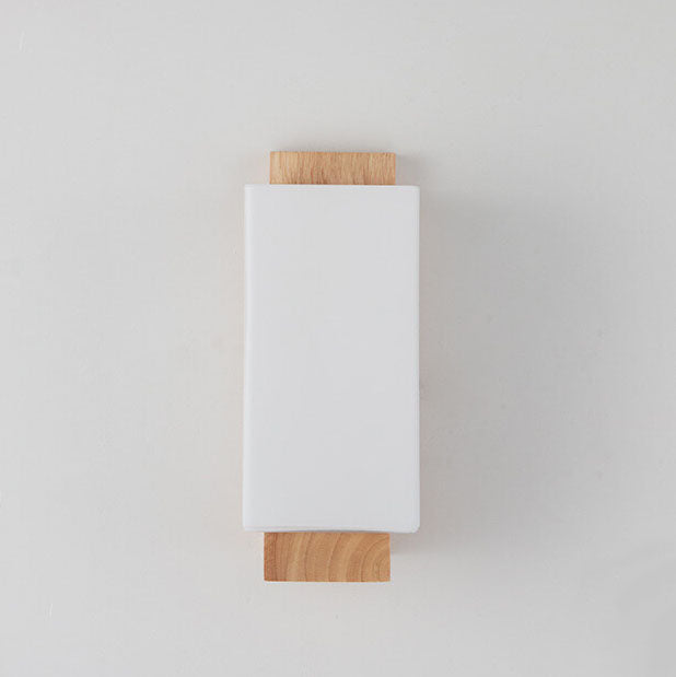 Moderner minimalistischer Massivholz-Würfel-Glas-Säule 1 Lampe Wandleuchten