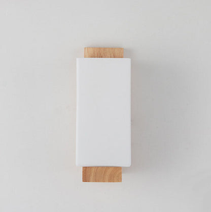 Moderner minimalistischer Massivholz-Würfel-Glas-Säule 1 Lampe Wandleuchten