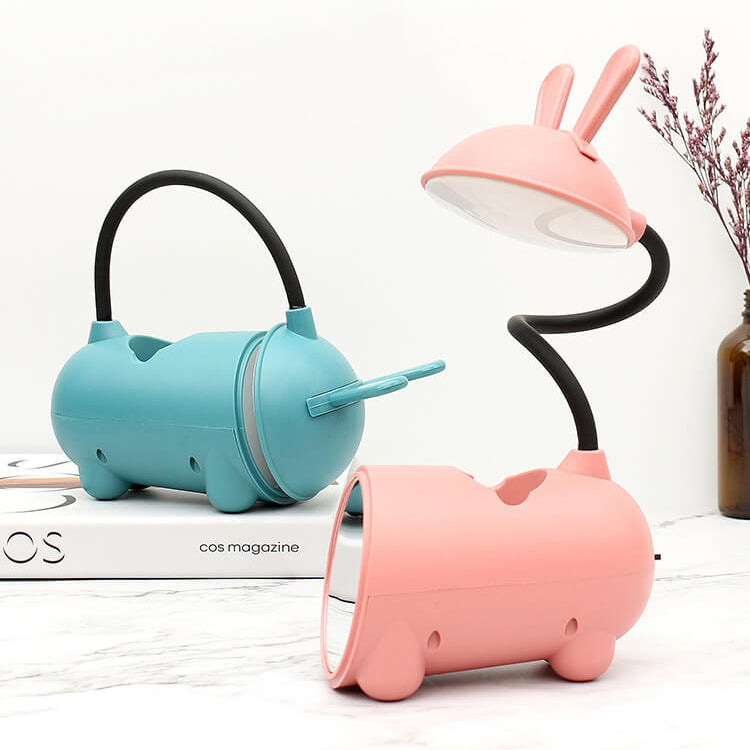 Cartoon Kreativ Rabbit LED Touch USB Stift Halter Schreibtisch Lampe