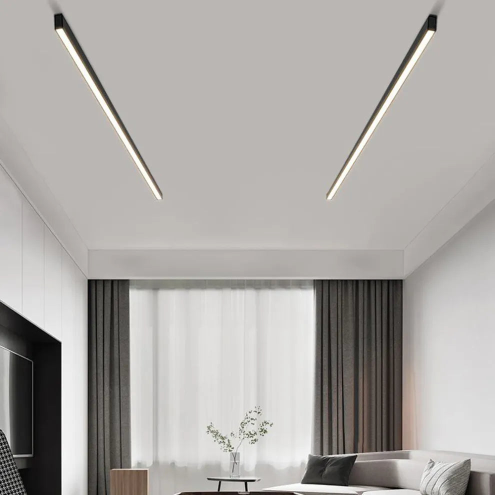 Schwarze Metall-Deckenlampe LED linear minimalistisches modernes Design