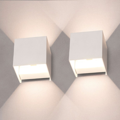 Drahtlose LED-Wandlampen – Modernes Würfeldesign (Set von 2)