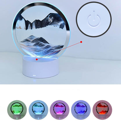 Kreative runde Sanduhr Quicksand 3D LED Nachttischlampe Tischlampe