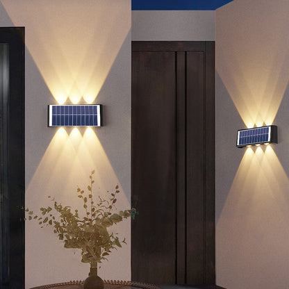 Moderne Einfachheit Solar wasserdichte rechteckige ABS PMMA LED Wandleuchte Lampe für Outdoor-Terrasse
