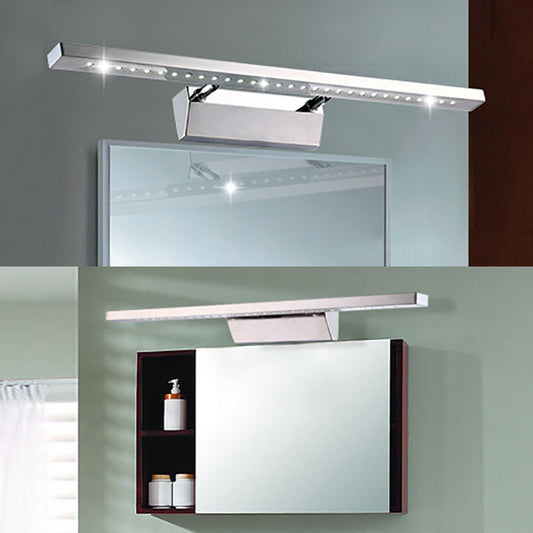 Heim Zeile | Rechteckiger Innenwandspiegel Licht Edelstahl 16"/19.5" W LED Modern Wandmontiertes Licht in Chrom, Warm/Weiß Beleuchtung