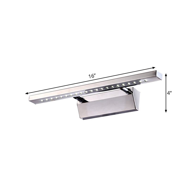 Heim Zeile | Rechteckiger Innenwandspiegel Licht Edelstahl 16"/19.5" W LED Modern Wandmontiertes Licht in Chrom, Warm/Weiß Beleuchtung