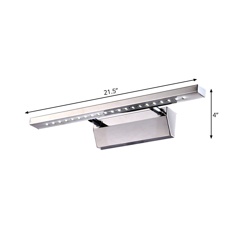 Heim Zeile | Rechteckiger Innenwandspiegel Licht Edelstahl 16"/19.5" W LED Modern Wandmontiertes Licht in Chrom, Warm/Weiß Beleuchtung