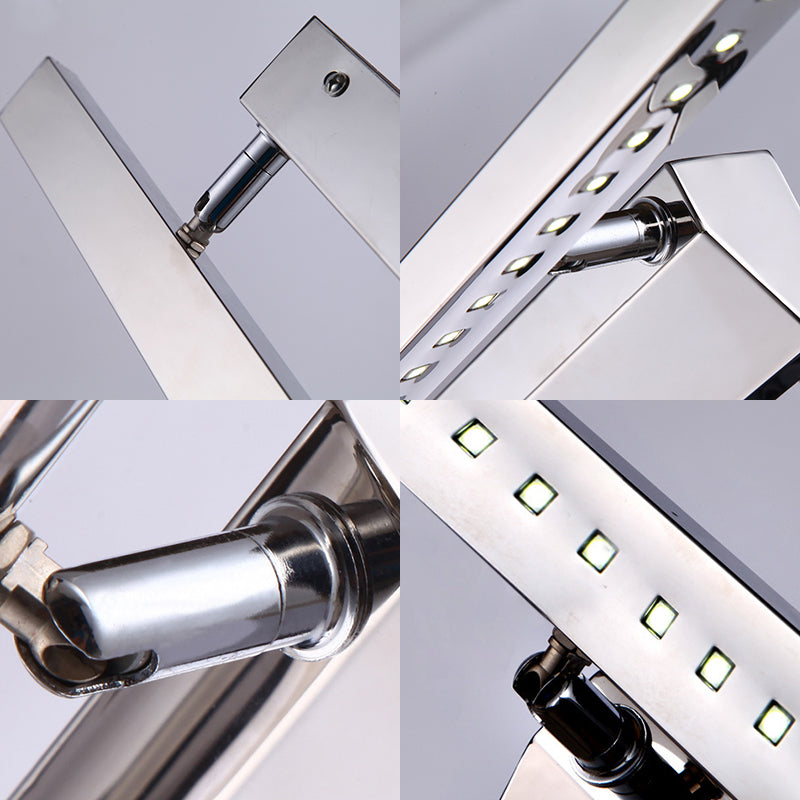 Heim Zeile | Rechteckiger Innenwandspiegel Licht Edelstahl 16"/19.5" W LED Modern Wandmontiertes Licht in Chrom, Warm/Weiß Beleuchtung