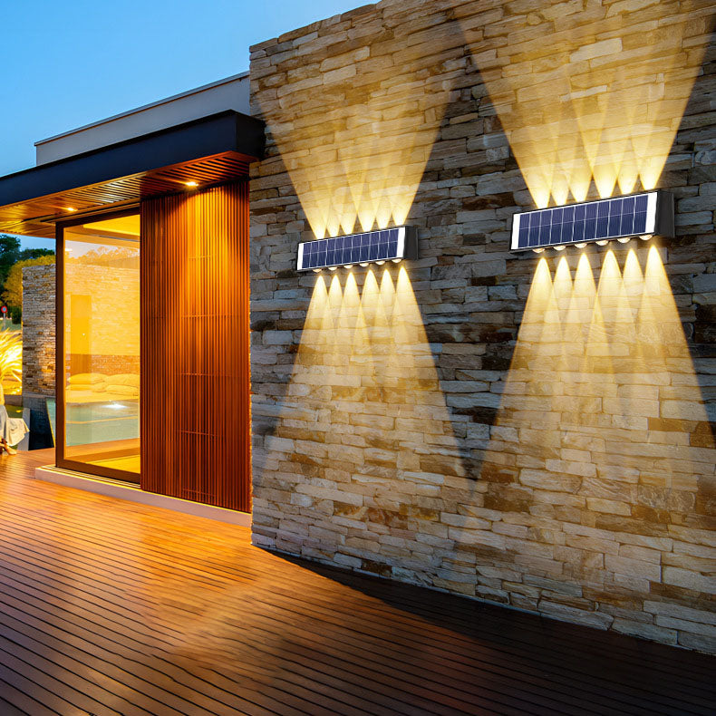 Moderne Einfachheit Solar wasserdichte rechteckige ABS PMMA LED Wandleuchte Lampe für Outdoor-Terrasse