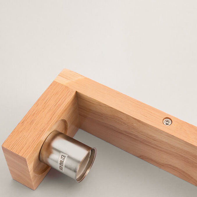 Moderner minimalistischer Massivholz-Würfel-Glas-Säule 1 Lampe Wandleuchten