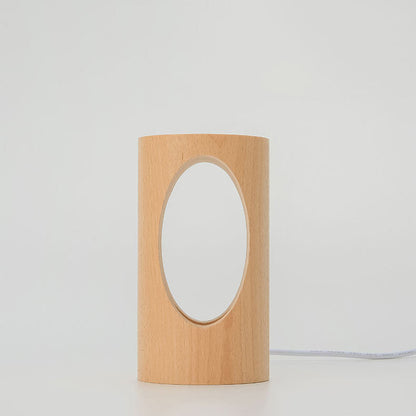Japanische Massivholz rechteckige Säulen-LED Nachttischlampe USB Tischlampe