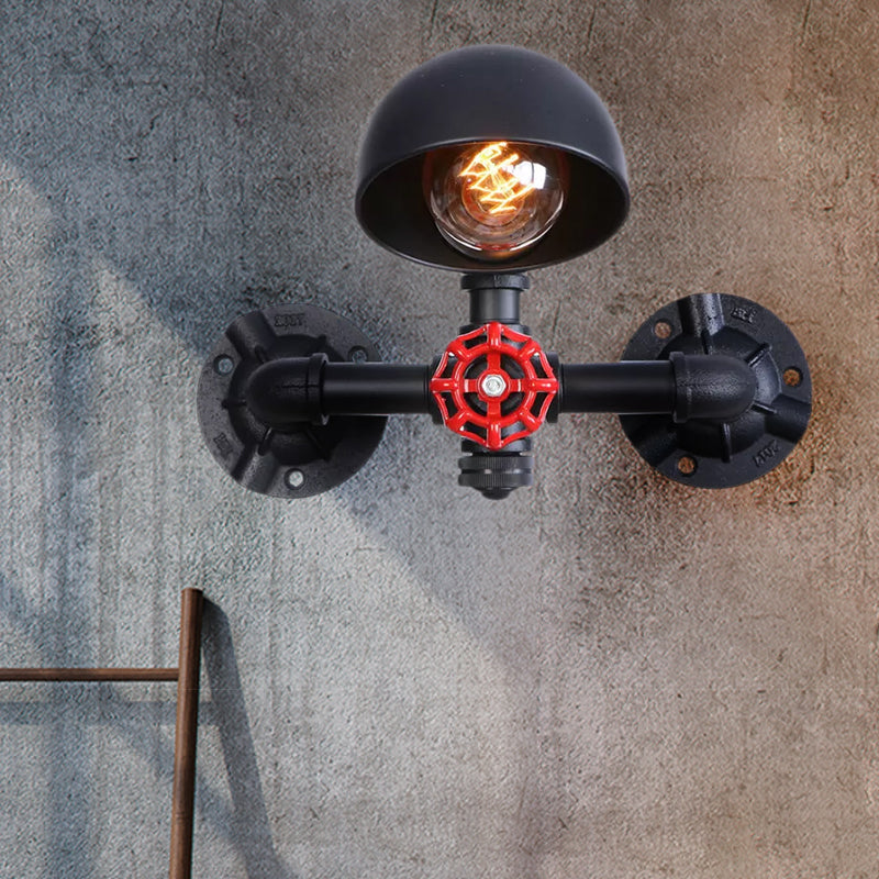 Steampunk Dome Wandleuchte mit Ventilator 1 Kopf Metallische Wandbeleuchtung in Schwarz für das Wohnzimmer