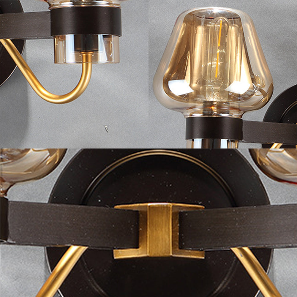 2-Licht Wandleuchte mit Pilzschirm Rauchglas Moderne Schlafzimmer Wandleuchte Beleuchtungseinrichtung