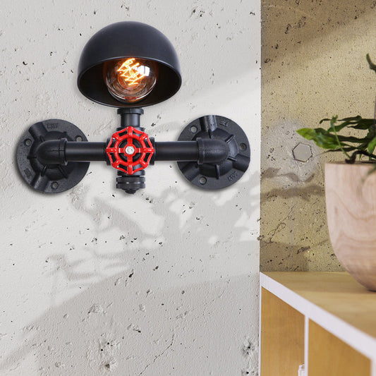 Steampunk Dome Wandleuchte mit Ventilator 1 Kopf Metallische Wandbeleuchtung in Schwarz für das Wohnzimmer