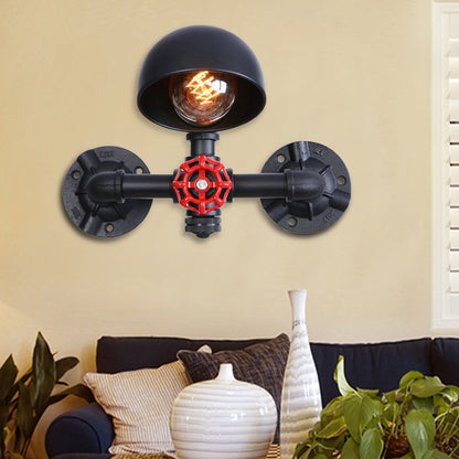 Steampunk Dome Wandleuchte mit Ventilator 1 Kopf Metallische Wandbeleuchtung in Schwarz für das Wohnzimmer