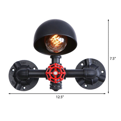 Steampunk Dome Wandleuchte mit Ventilator 1 Kopf Metallische Wandbeleuchtung in Schwarz für das Wohnzimmer